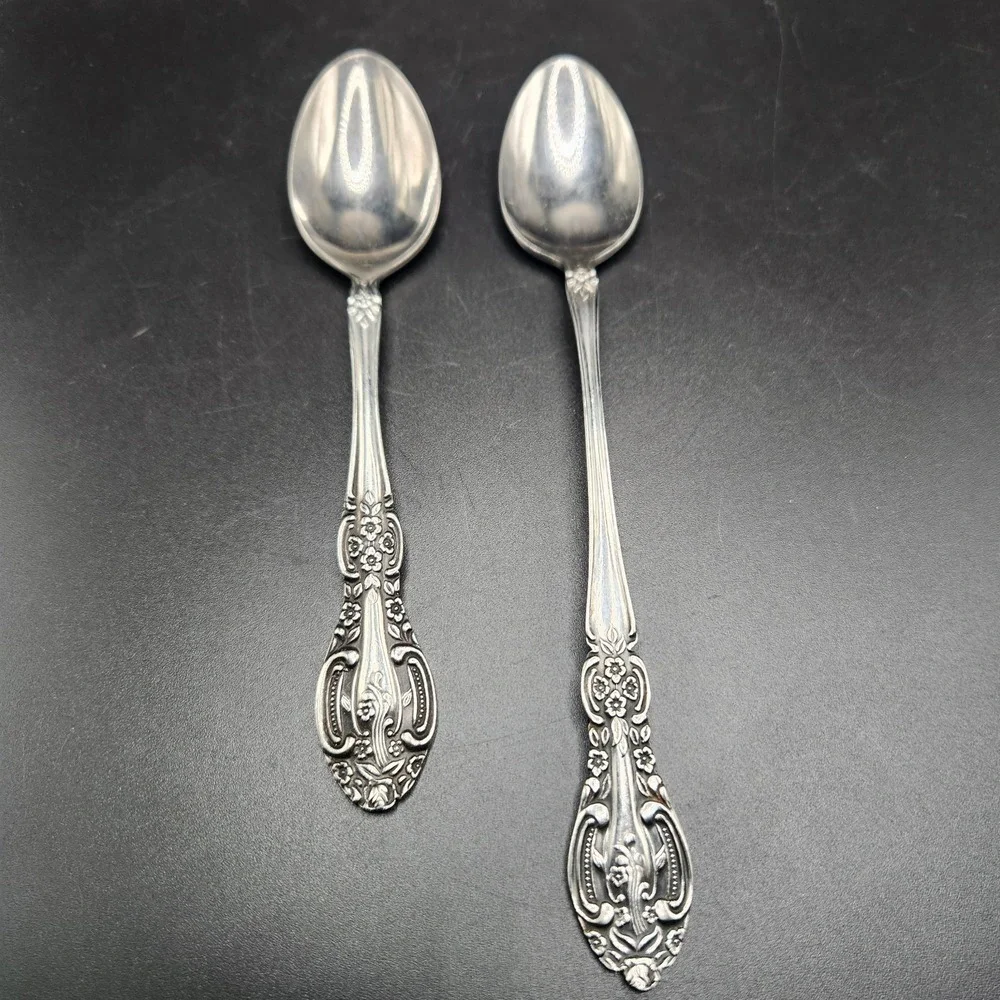 VTG Springtime Stainless Japan Flatware 1 Teaspoon 1 Tablespoon Spoon Set Floral